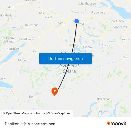 Dänikon to Visperterminen map