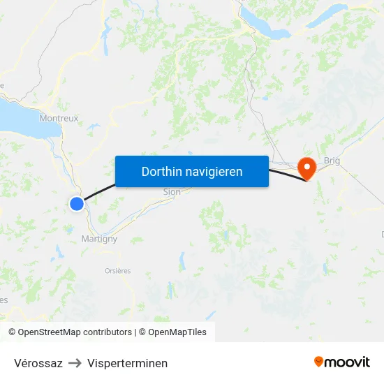 Vérossaz to Visperterminen map
