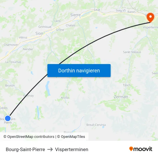 Bourg-Saint-Pierre to Visperterminen map