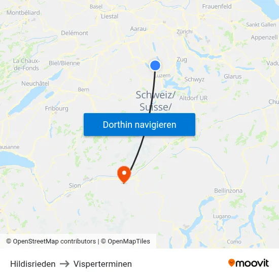 Hildisrieden to Visperterminen map