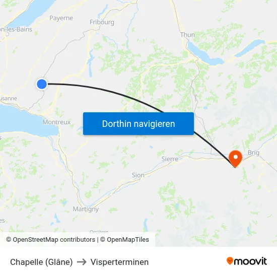 Chapelle (Glâne) to Visperterminen map