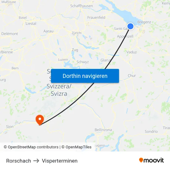 Rorschach to Visperterminen map