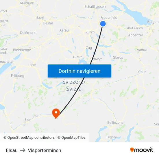 Elsau to Visperterminen map