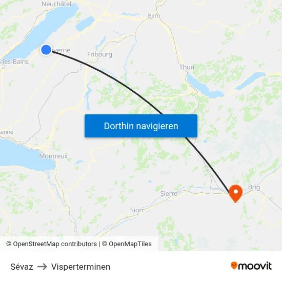 Sévaz to Visperterminen map