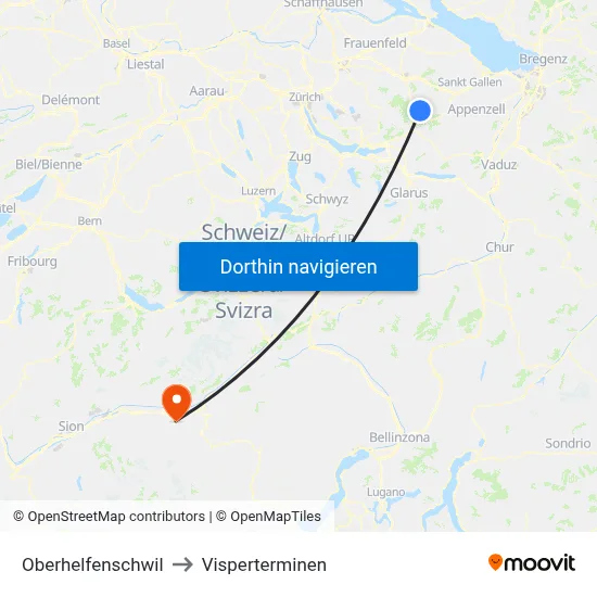 Oberhelfenschwil to Visperterminen map