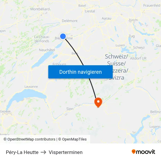 Péry-La Heutte to Visperterminen map