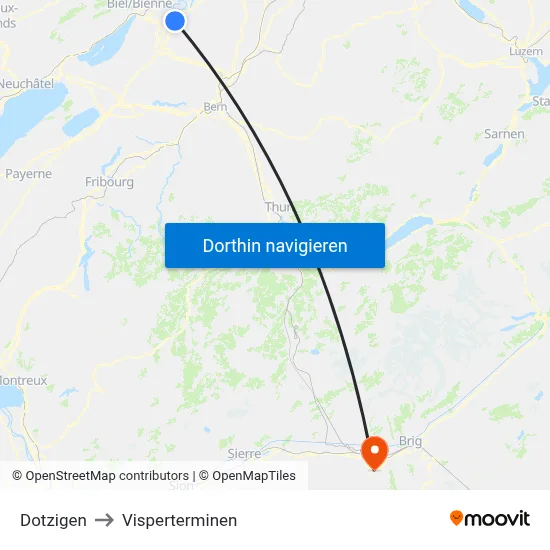 Dotzigen to Visperterminen map