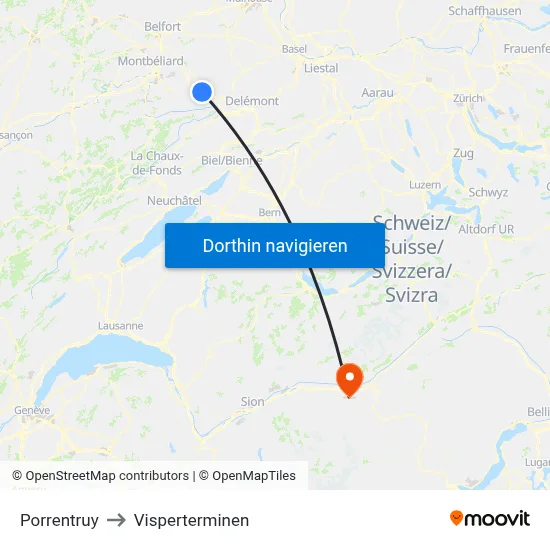 Porrentruy to Visperterminen map