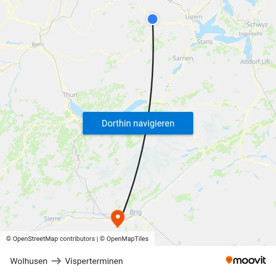 Wolhusen to Visperterminen map