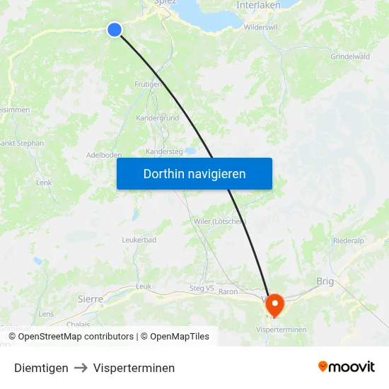 Diemtigen to Visperterminen map