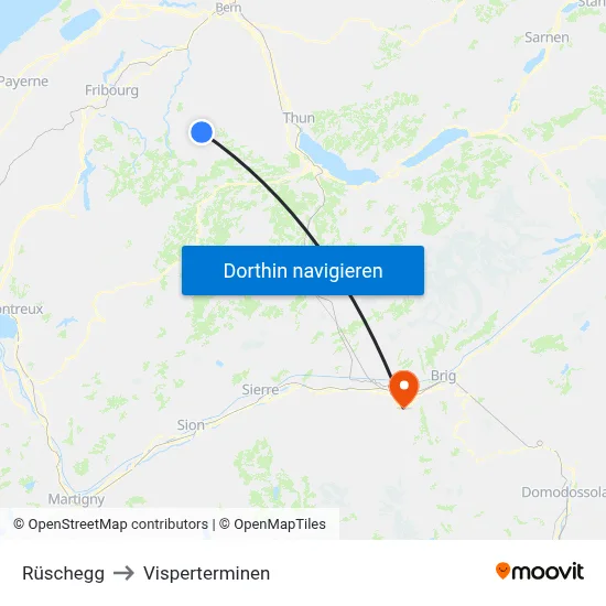 Rüschegg to Visperterminen map