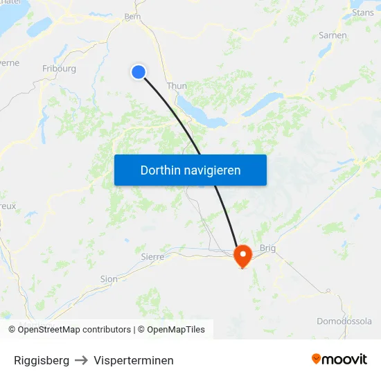 Riggisberg to Visperterminen map