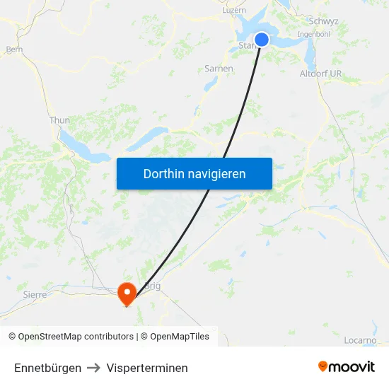 Ennetbürgen to Visperterminen map