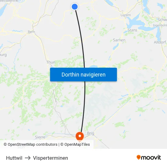 Huttwil to Visperterminen map