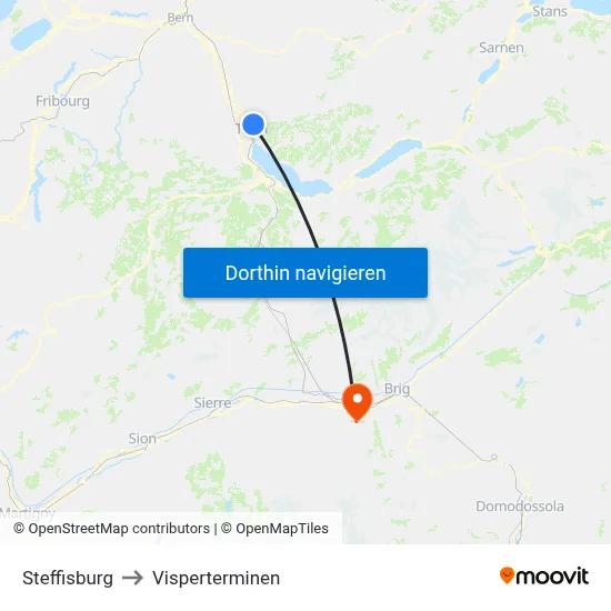 Steffisburg to Visperterminen map