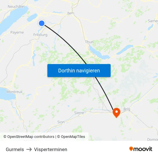 Gurmels to Visperterminen map
