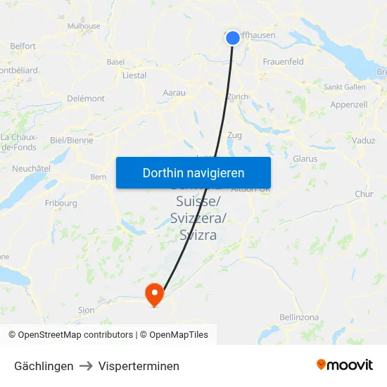 Gächlingen to Visperterminen map