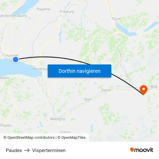 Paudex to Visperterminen map