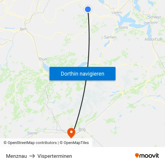 Menznau to Visperterminen map