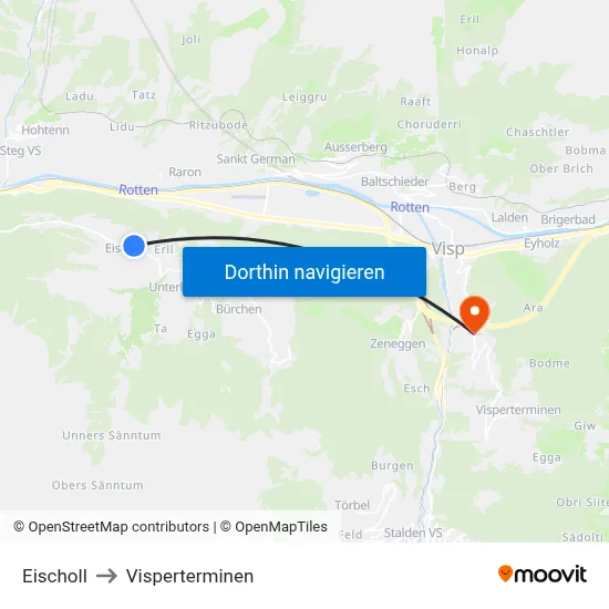 Eischoll to Visperterminen map
