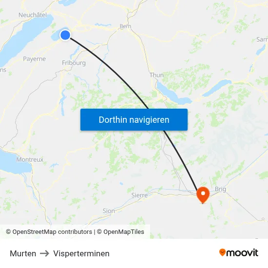 Murten to Visperterminen map