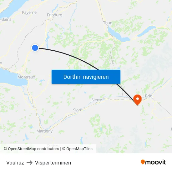 Vaulruz to Visperterminen map