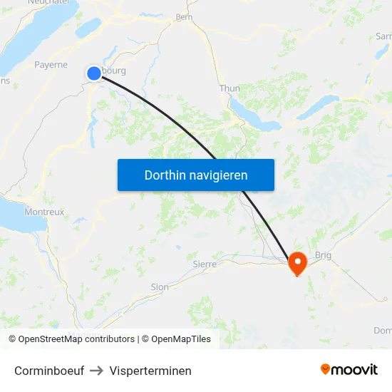 Corminboeuf to Visperterminen map