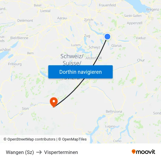 Wangen (Sz) to Visperterminen map