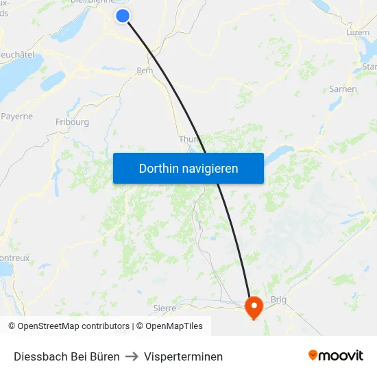 Diessbach Bei Büren to Visperterminen map