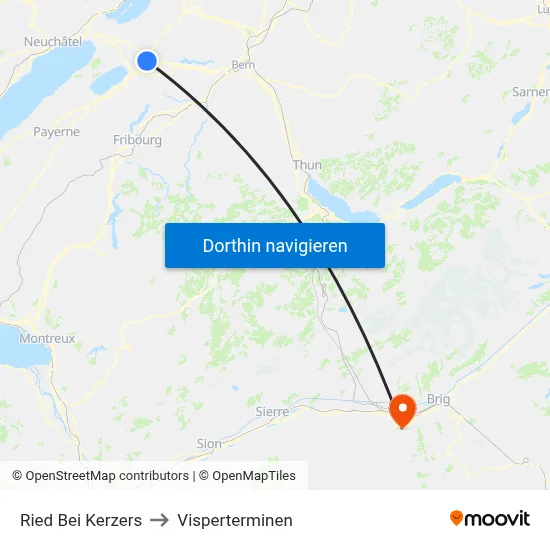 Ried Bei Kerzers to Visperterminen map