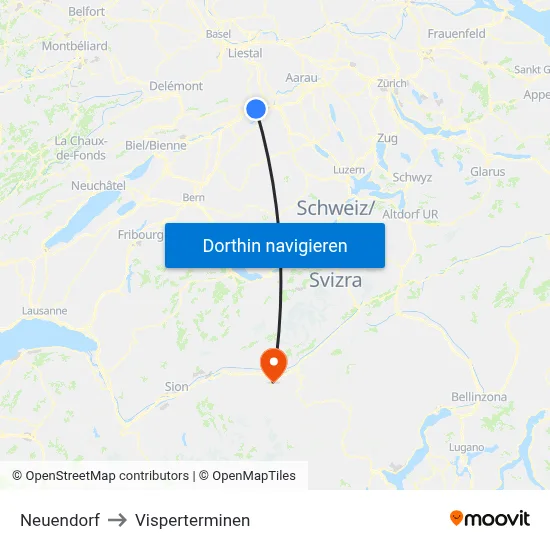 Neuendorf to Visperterminen map