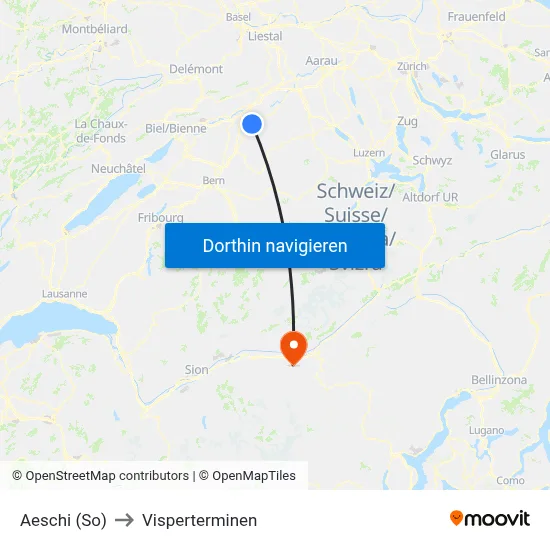 Aeschi (So) to Visperterminen map