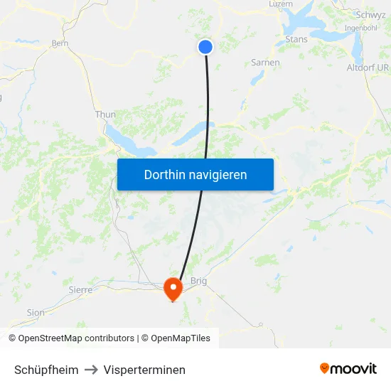 Schüpfheim to Visperterminen map