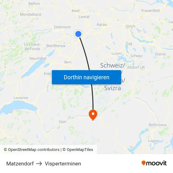 Matzendorf to Visperterminen map