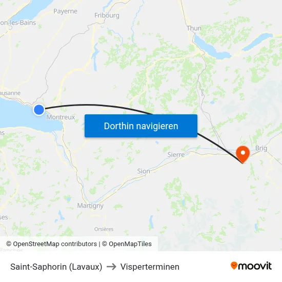Saint-Saphorin (Lavaux) to Visperterminen map