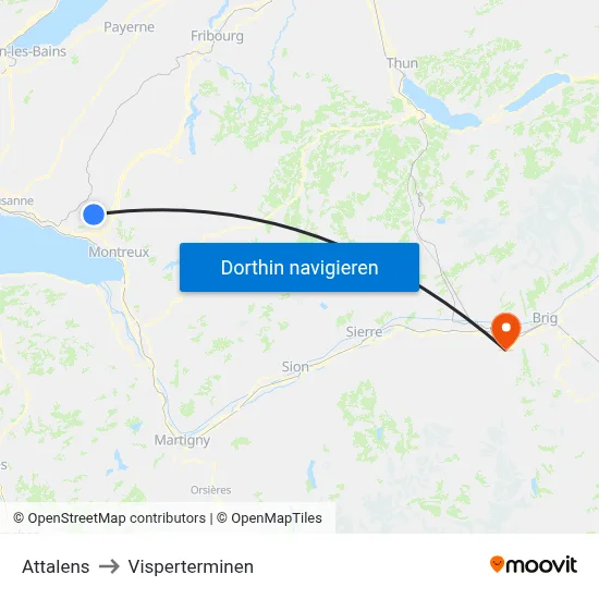 Attalens to Visperterminen map