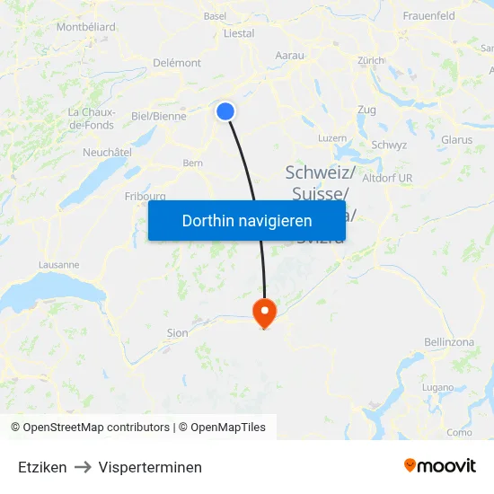 Etziken to Visperterminen map