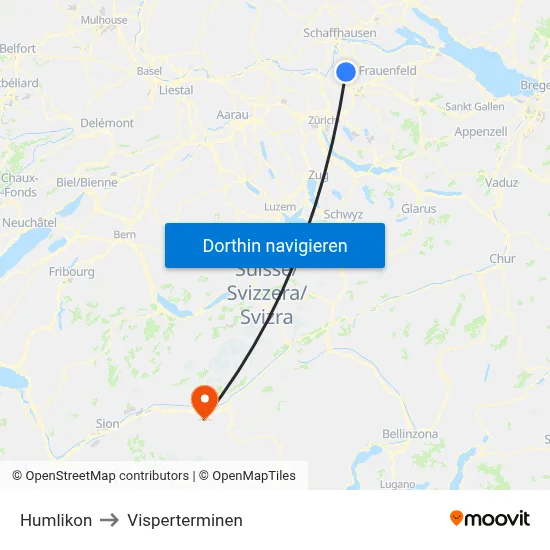 Humlikon to Visperterminen map