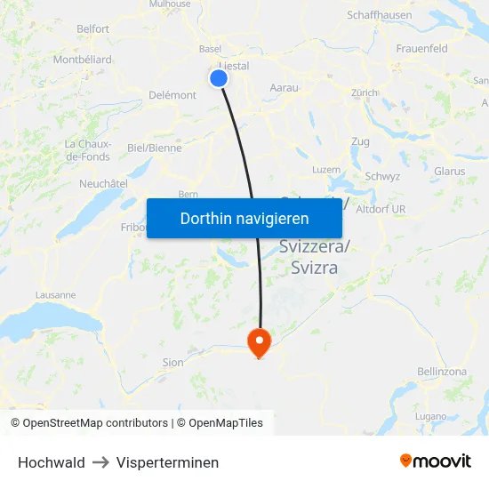 Hochwald to Visperterminen map