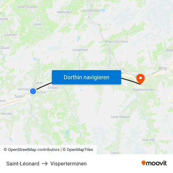 Saint-Léonard to Visperterminen map