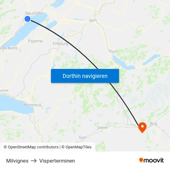 Milvignes to Visperterminen map
