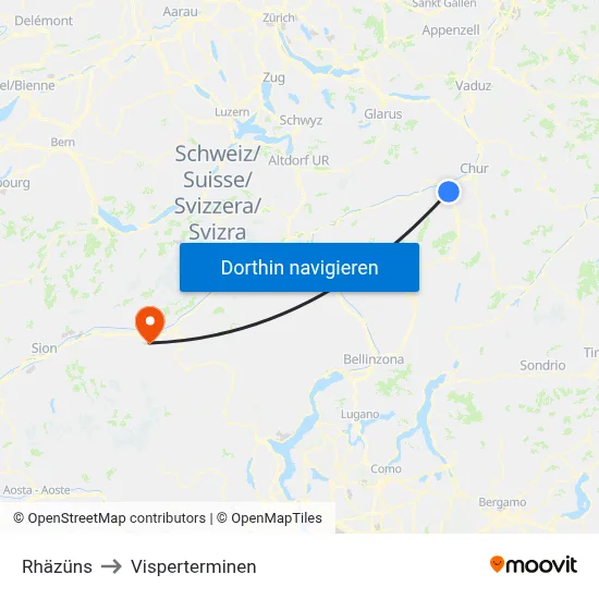 Rhäzüns to Visperterminen map