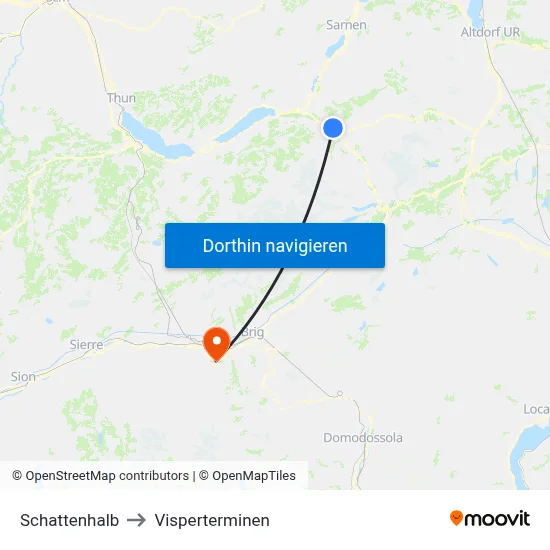 Schattenhalb to Visperterminen map