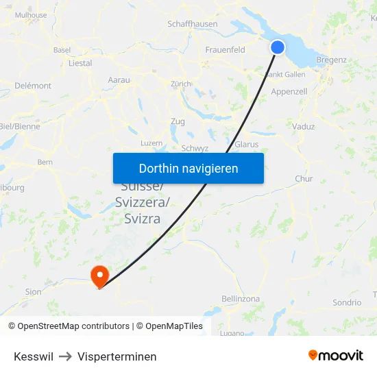 Kesswil to Visperterminen map
