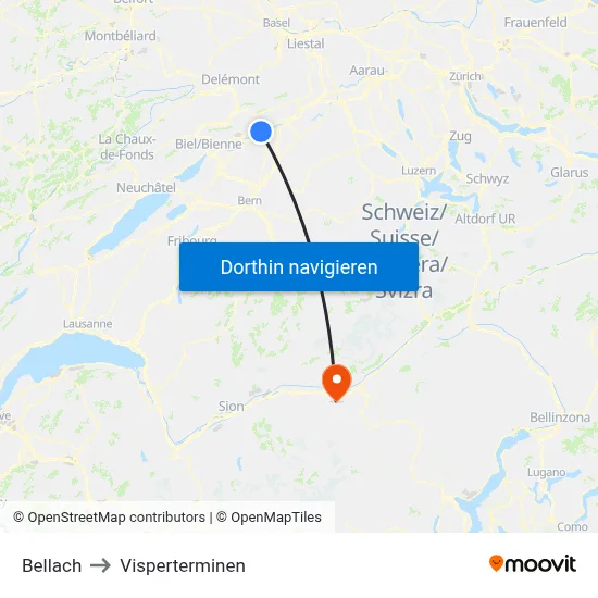Bellach to Visperterminen map