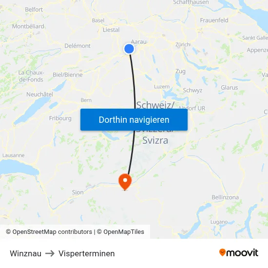 Winznau to Visperterminen map