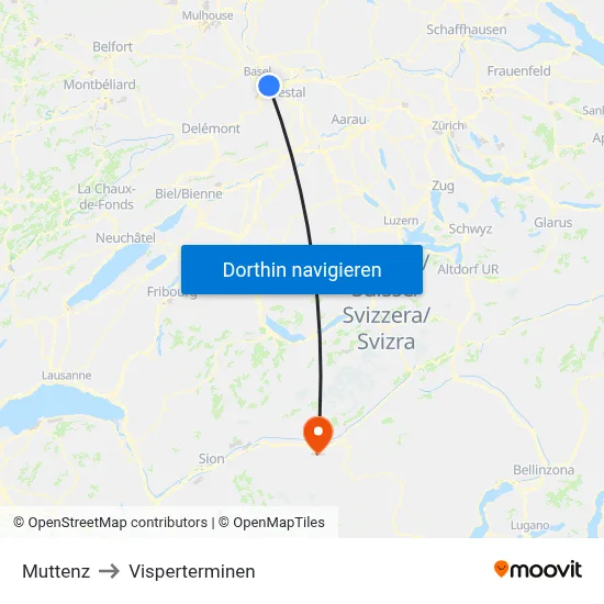 Muttenz to Visperterminen map