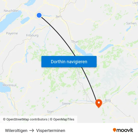 Wileroltigen to Visperterminen map