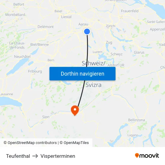 Teufenthal to Visperterminen map