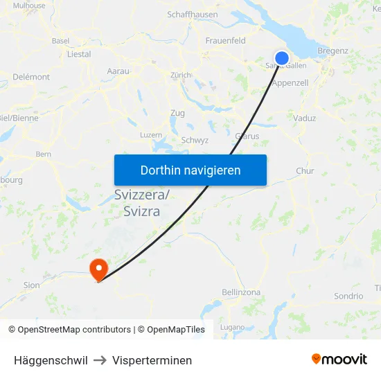 Häggenschwil to Visperterminen map